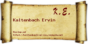 Kaltenbach Ervin névjegykártya